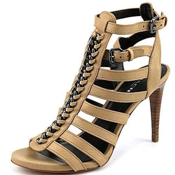 Coach Shoes - Coach Jewels Nude Open Toe Heels